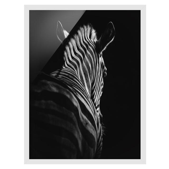 Dark Zebra Silhouette - Picture Frame Photograph Union Rustic Frame Option: White Framed, Size: 55cm H x 40cm W x 2cm D on Productcaster.