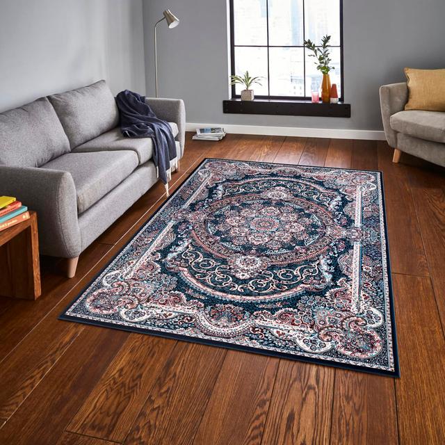 Lewisville Geometric Machine Woven Navy Area Rug Langley Street Rug Size: Rectangle 120 x 170cm on Productcaster.