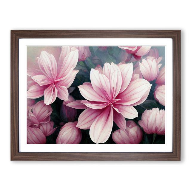 Picturesque Flowers - Picture Frame Graphic Art Marlow Home Co. Size: 34cm H x 46cm W x 2cm D, Format: Walnut Framed on Productcaster.