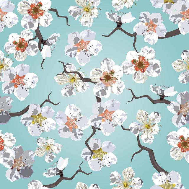 Sakura Seamless Pattern by Evdakovka - Wrapped Canvas Graphic Art ClassicLiving Size: 122cm H x 122cm W on Productcaster.