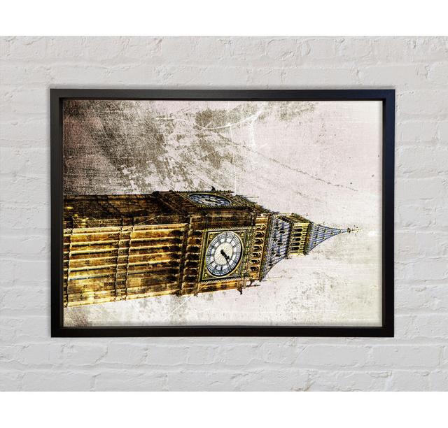 Golden Big Ben - Print Rosalind Wheeler Size: 84.1cm H x 118.9cm W x 3.3cm D, Format: Grey Framed Canvas on Productcaster.