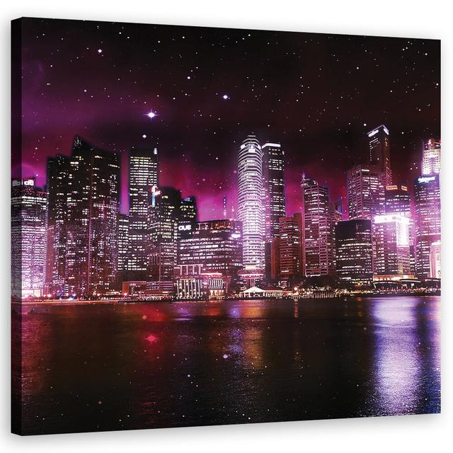 Leinwandbild Violet City and Architecture 17461 Ebern Designs Größe: 40 cm H x 40 cm B x 2 cm T on Productcaster.