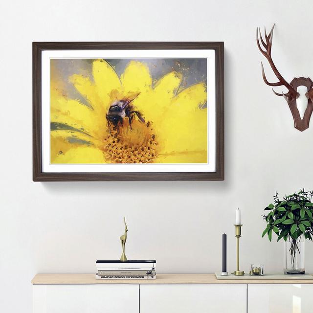 Bee Collecting Pollen in Abstract - Picture Frame Painting Print East Urban Home Frame Option: Walnut Framed, Size: 27cm H x 36cm W x 2cm D on Productcaster.