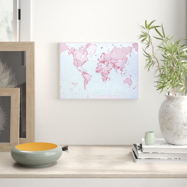 World is Art Map - Wrapped Canvas Graphic Art Print East Urban Home Size: 41cm H x 56cm W x 2cm D, Colour: Natural on Productcaster.