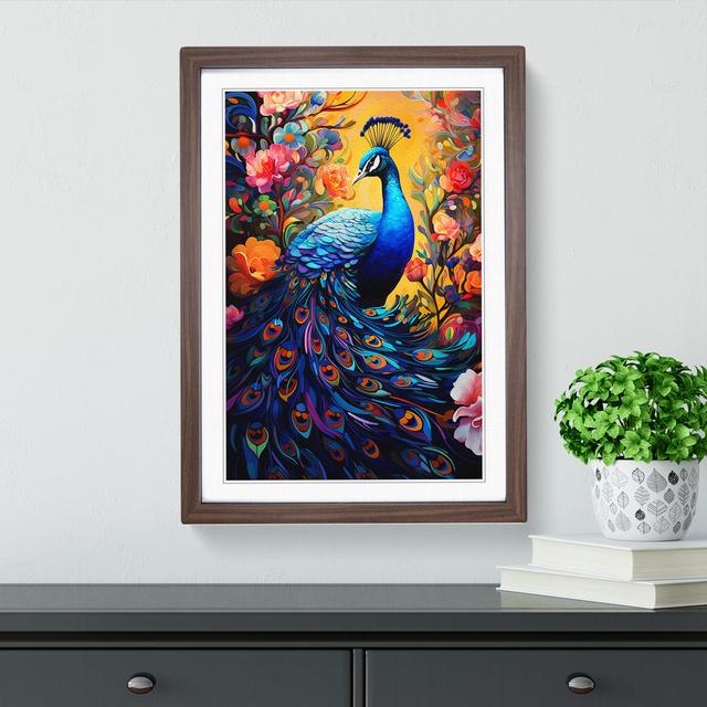 Peacock Neo-Plasticism - Single Picture Frame Art Prints on Wood Latitude Vive Size: 46cm H x 34cm W x 2" D, Format: Walnut Framed on Productcaster.