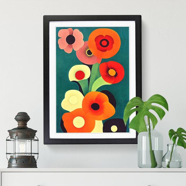 Poppy Flower Retro Vol.3 - Single Picture Frame Print ClassicLiving Size: 46cm H x 34cm W x 2cm D, Frame Option: Oak on Productcaster.