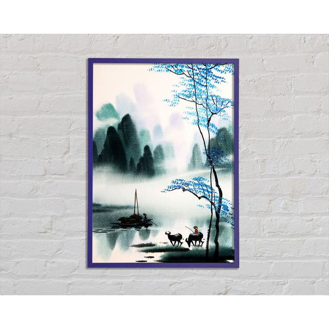 Stunning Blue Tree Framed Print Rosalind Wheeler Size: 29.7cm H x 21cm W x 2cm D, Format: Purple Framed Paper on Productcaster.