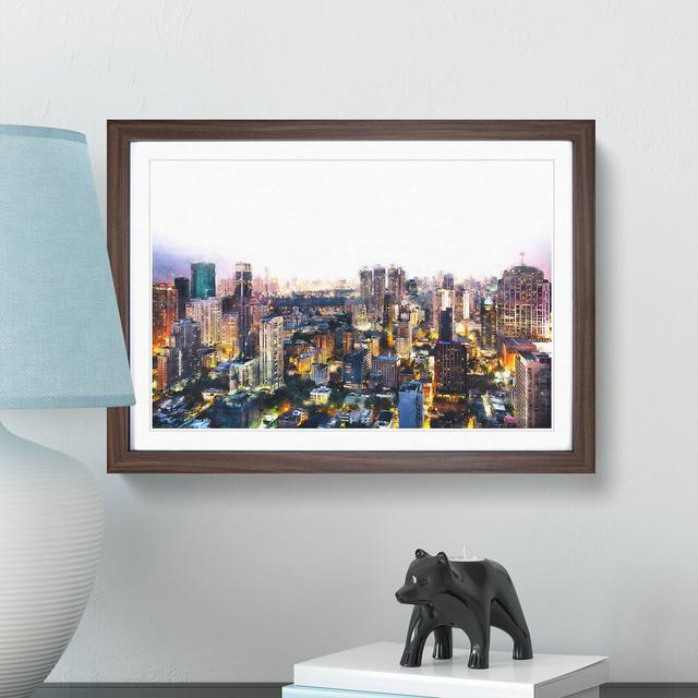 Bangkok Skyline In Thailand - Picture Frame Painting Print East Urban Home Size: 33cm H x 45cm W x 2cm D, Format: Walnut on Productcaster.