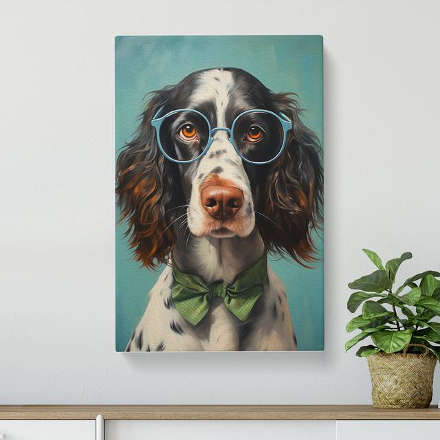 English Springer Spaniel with Glasses Painting Happy Larry Size: 50cm H x 35cm W x 3cm D on Productcaster.