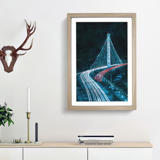 Oakland Bay Bridge In San Francisco - Single Picture Frame Print on MDF East Urban Home Frame Option: Oak Framed, Size: 45cm H x 33cm W x 2cm D on Productcaster.