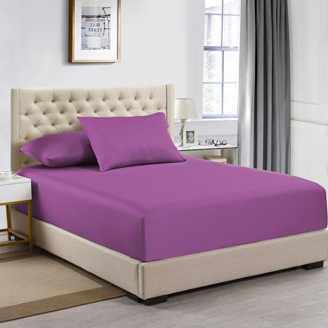 Gundl Supersoft Extra Deep Microfiber Fitted Bed Sheet 17 Stories Colour: Purple, Size: Double (4'6) on Productcaster.