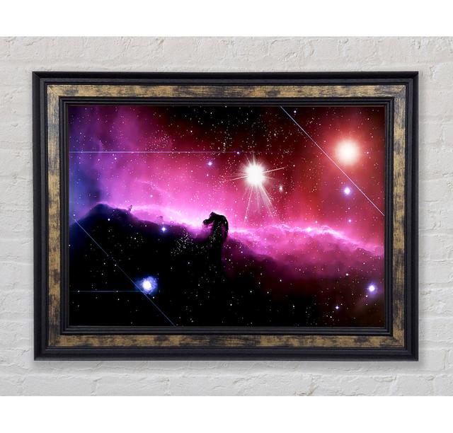 Horsehead Nebula With Shooting Stars - Print Brayden Studio Size: 21cm H x 29.7cm W x 8cm D, Format: Gold/Black Framed Paper on Productcaster.