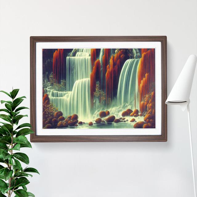 Artsy Waterfall - Picture Frame Graphic Art Alpen Home Size: 34cm H x 46cm W, Frame Colour: Brown on Productcaster.