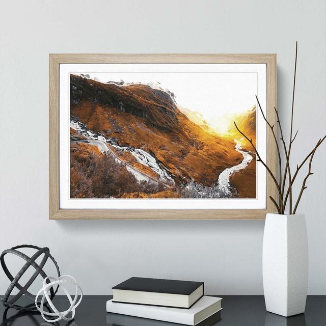 View of Myrkdalen in Norway in Abstract - Picture Frame Graphic Art Print East Urban Home Size: 60cm H x 91cm W x 2cm D, Frame Option: Oak on Productcaster.