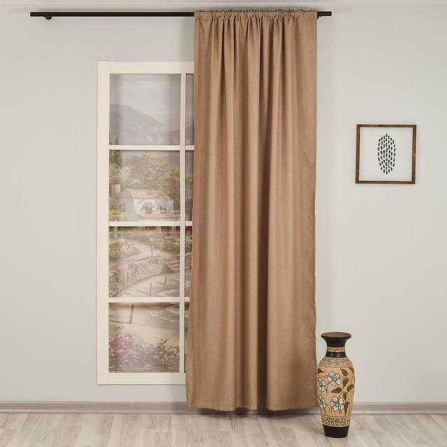 Extra Long & Extra Wide Faux Linen Decorative Curtain Single Panel Lilijan Home & Curtain Panel Size: Width 280 x Drop 265cm, Colour: Barley on Productcaster.