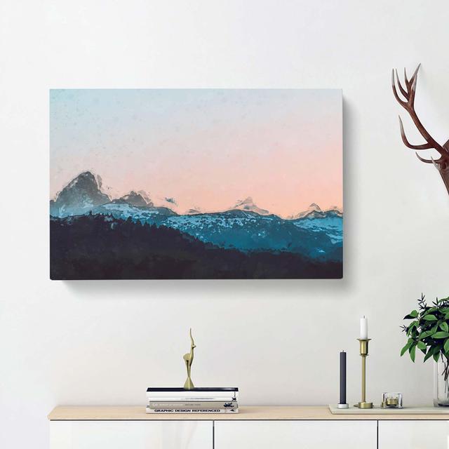 Sunrise Behind Grand Teton In Abstract - Wrapped Canvas Print East Urban Home Size: 50cm H x 76cm W x 3cm D on Productcaster.