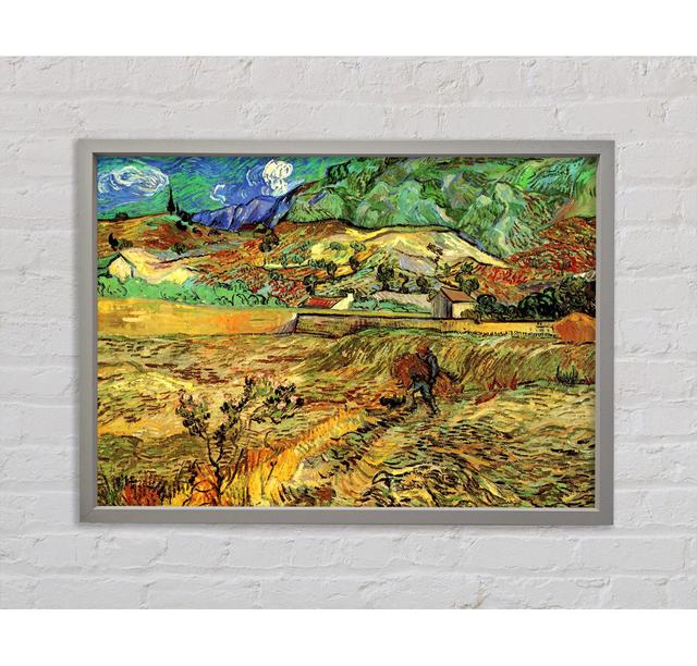 Van Gogh Eingeschlossenes Weizenfeld mit Bauer - Einzelner Bilderrahmen Kunstdrucke auf Leinwand Brambly Cottage Größe: 100 cm H x 141,4 cm B x 3,3 cm on Productcaster.