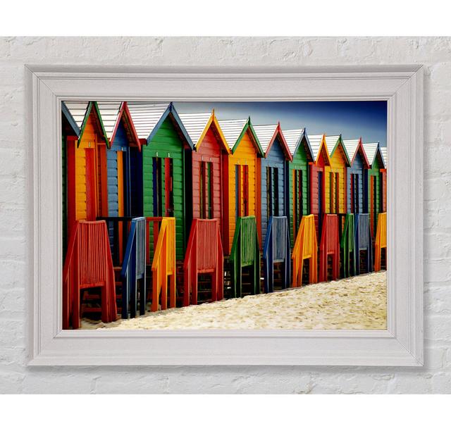 Beach Hut Parade Framed Print - Picture Frame Photograph on Canvas Highland Dunes Size: 29.7cm H x 42cm W x 8cm D, Format: Galway White Framed Paper on Productcaster.