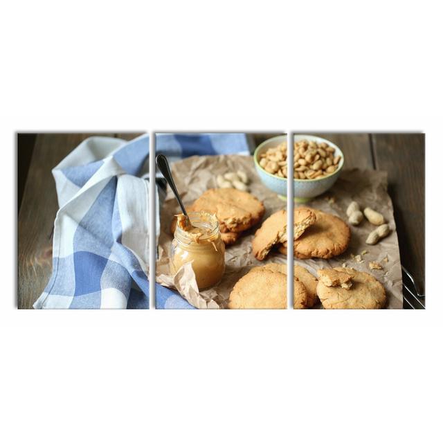 Biscuits With Peanut Butter - 3 Piece Wrapped Canvas Print East Urban Home Size: 80cm H x 180cm W on Productcaster.