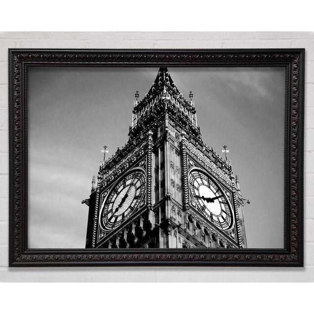 London Big Ben Close-Up B N W - Single Picture Frame Print Rosalind Wheeler Size: 29.7cm H x 42cm W x 3cm D, Format: Black Walnut Framed Paper on Productcaster.