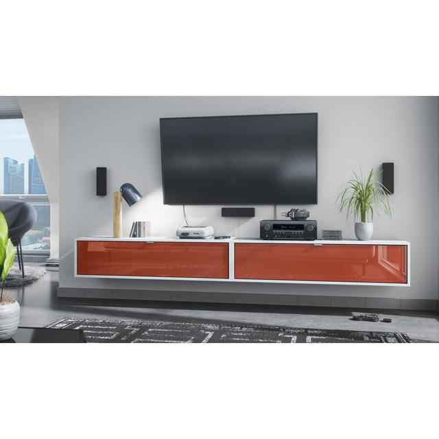 TV-Lowboard Mccaffrey für TVs bis zu 55" Metro Lane Farbe: Weiß/Hochglänzendes Bordeauxrot on Productcaster.