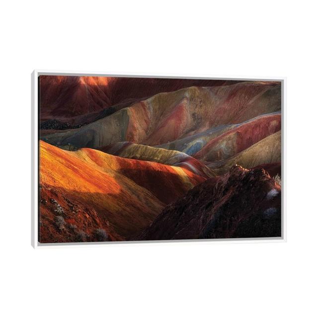 Danxia Landforms by Fei Shi - Floater Frame Print on Canvas Union Rustic Format: White, Size: 66.04cm H x 101.6cm W x 3.81cm D on Productcaster.