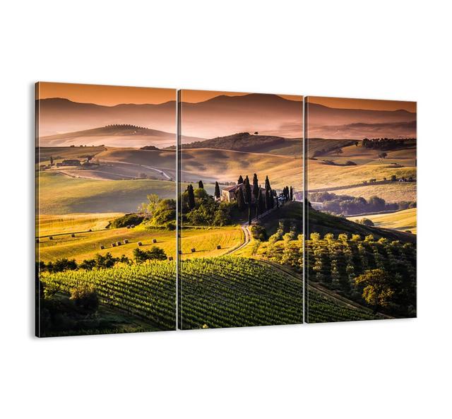 Arkadia - Tuscan Landscape - 3 Piece Unframed Photograph Print Set on Canvas Brayden Studio Size: 70cm H x 105cm W x 1.8cm D on Productcaster.