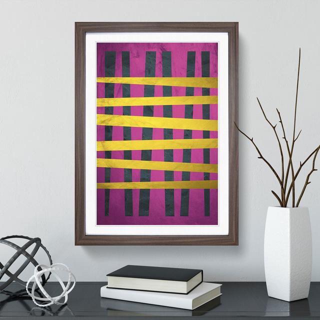 Purple Gold Abstract Lines - Single Picture Frame Print on Wood East Urban Home Frame Option: Walnut Framed, Size: 90cm H x 65cm W x 2cm D on Productcaster.