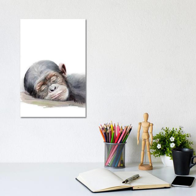 Sleeping Baby Chimpanzee by Watercolor Luv - Wrapped Canvas Gallery-Wrapped Canvas Giclée Latitude Vive Size: 30.48cm H x 20.32cm W on Productcaster.