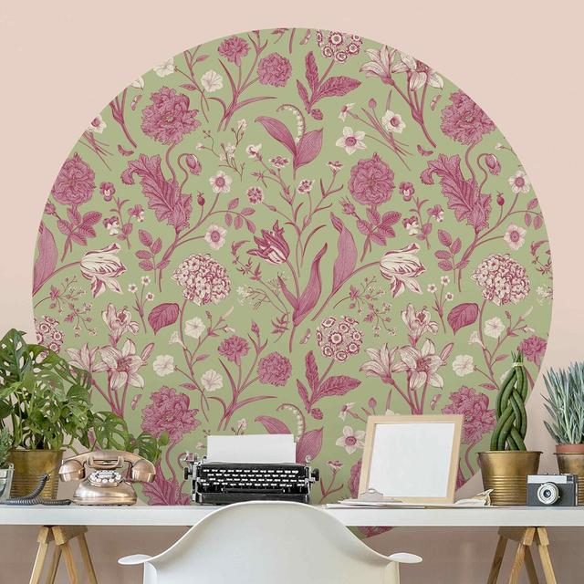 Riverton Matte Peel & Stick Mural Rosalind Wheeler Size: 122cm L x 122cm W, Colour: Mint/Pink on Productcaster.