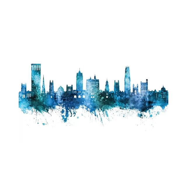 New Haven Connecticut Skyline Blue Teal by Michael Tompsett - Wrapped Canvas Painting Latitude Run Size: 30.48cm H x 45.72cm W x 1.91cm D on Productcaster.