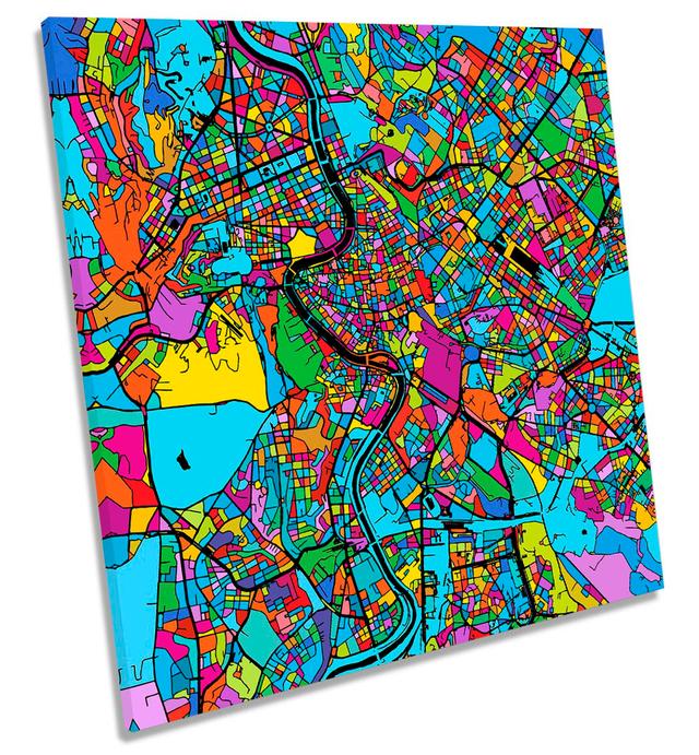 Rome Italy City Modern Map - Wrapped Canvas Graphic Art Ebern Designs Size: 60cm H x 60cm W x 2cm D on Productcaster.