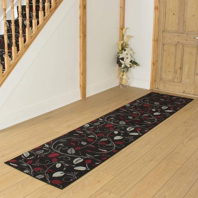 Tufted Rug in Black with Floral Pattern for Outdoor Use by Latitude Run, Rug Size: Runner 330cm x 60cm on Productcaster.