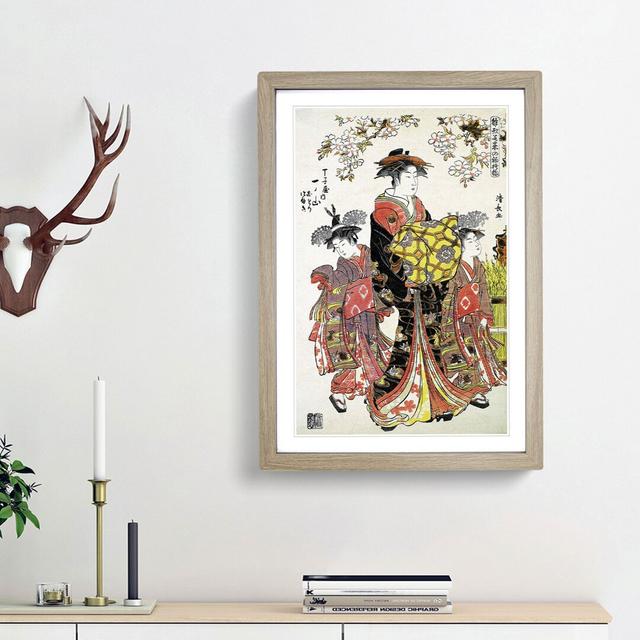 Lady with Two Kamuro by Torii Kiyonaga - Picture Frame Painting Print East Urban Home Size: 36cm H x 27cm W x 2cm D, Frame Option: Oak Framed on Productcaster.