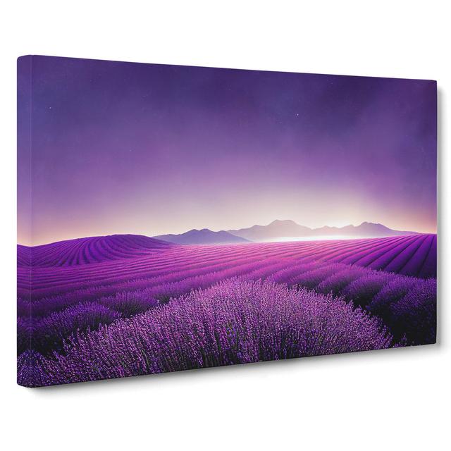 Sparkling Lavender Flower Field - Wrapped Canvas Graphic Art Lily Manor Size: 35cm H x 50cm W x 3cm D on Productcaster.