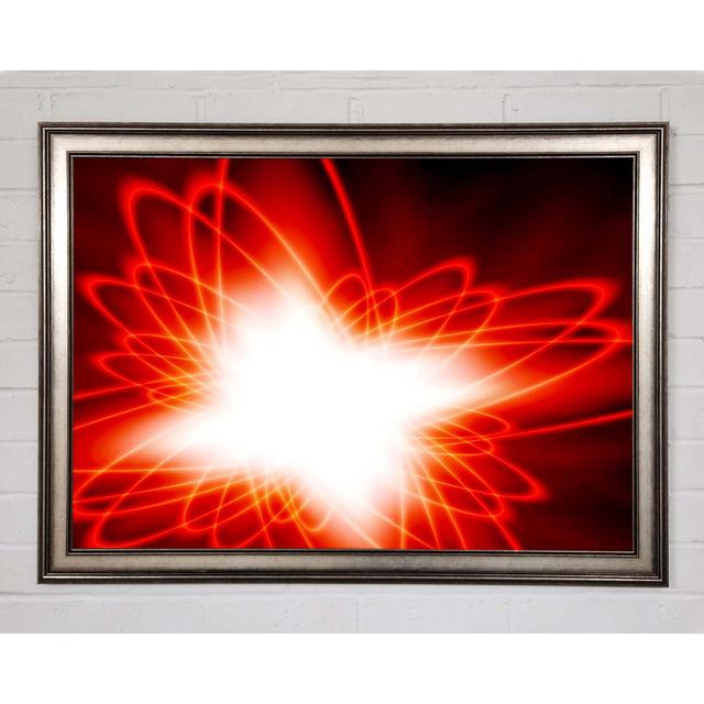 Red Star Explosion Framed Print Ivy Bronx Size: 29.7cm H x 42cm W x 1.5cm D, Format: Gray Framed Paper on Productcaster.