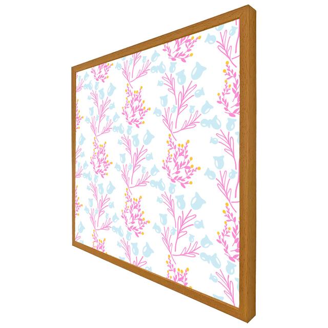 Assaria Pink & Blue Flower Design - Single Picture Frame Art Prints ClassicLiving Size: 41cm H x 41cm W x 4cm D, Frame Colour: Oak Framed on Productcaster.