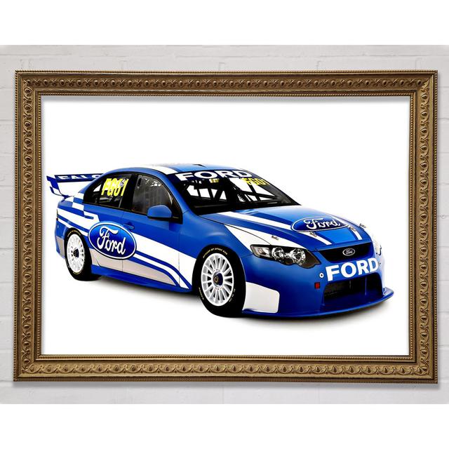 Ford Track Car Framed Print Ebern Designs Size: 100cm H x 141.4cm W on Productcaster.