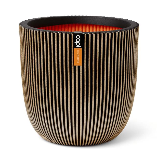 Capi Vase Elegant Groove 34X46 Ivory vidaXL Size: 41 cm H x 43 cm W x 43 cm D, Colour: Black/Gold on Productcaster.