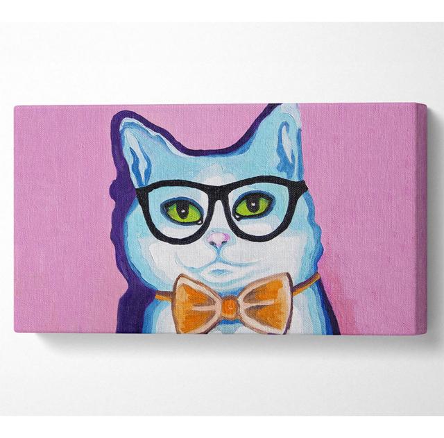 Clever Cat - Wrapped Canvas Art Prints Happy Larry Size: 40.6cm H x 81.3cm W on Productcaster.