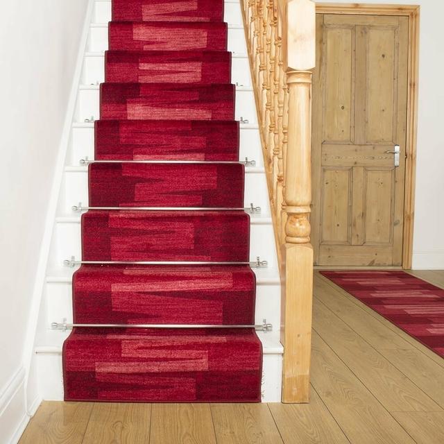 Benedick Twist Pile Red Stair Runner Rug Ebern Designs Rug Size: Runner 540cm x 66cm on Productcaster.