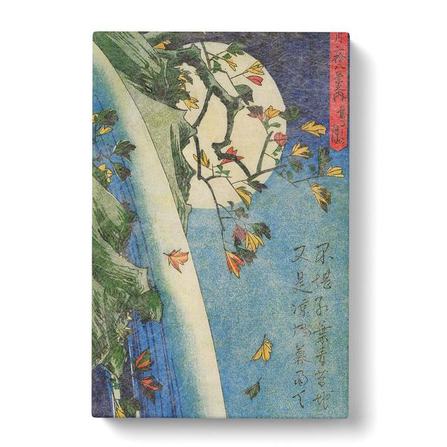 Moon over a Waterfall by Utagawa Hiroshige - Wrapped Canvas Painting Print East Urban Home Size: 50cm H x 35cm W x 3cm D on Productcaster.