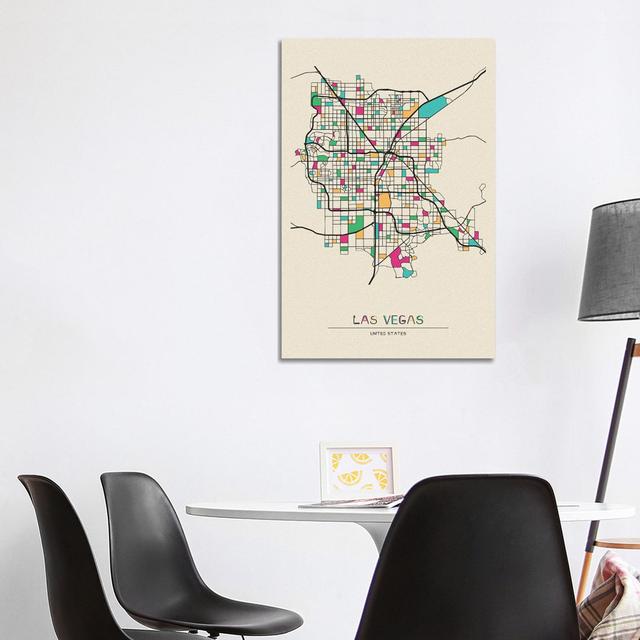 Las Vegas, Nevada Map by Ayse Deniz Akerman - Wrapped Canvas Print Borough Wharf Size: 101.6cm H x 66.04cm W x 3.8cm D on Productcaster.