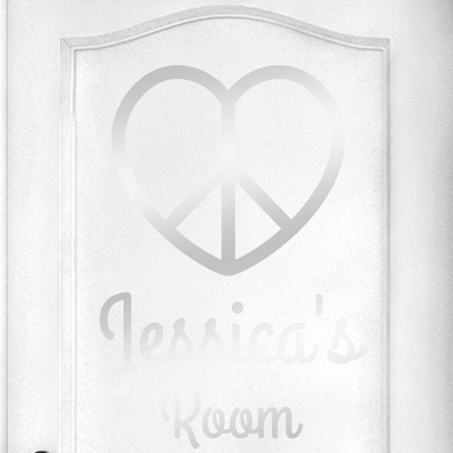 Personalised Love Peace Heart Door Room Wall Sticker Maturi Colour: Shiny Silver, Customize: Yes on Productcaster.