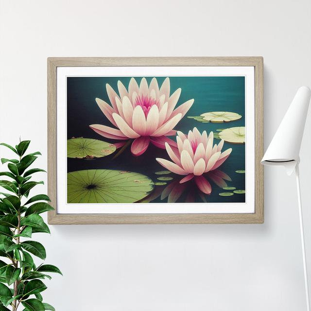 Excellent Water Lily Flowers - Single Picture Frame Print 17 Stories Size: 25cm H x 34cm W x 2cm D, Frame Colour: Oak on Productcaster.