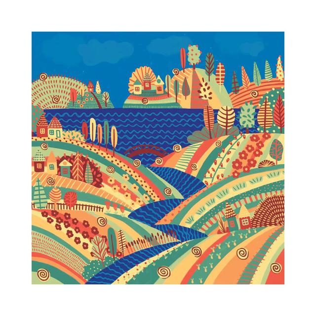 Village on the Hill by Alisa Galitsyna - Wrapped Canvas Graphic Art Rosalind Wheeler Size: 66.04cm H x 66.04cm W x 3.81cm D on Productcaster.