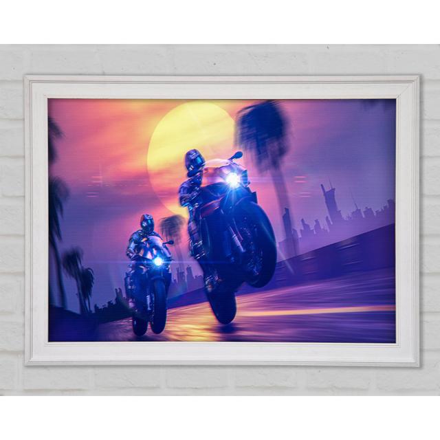 Biking Through Town Framed Print Ebern Designs Size: 21cm H x 29.7cm W x 1.5cm D on Productcaster.