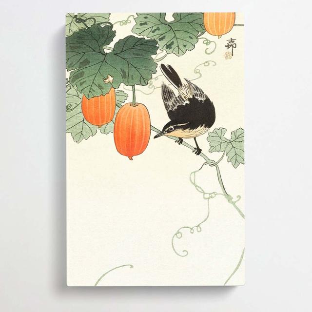 Bird upon a Branch by Ohara Koson - Wrapped Canvas Painting Print East Urban Home Size: 76cm H x 50cm W x 3cm D on Productcaster.