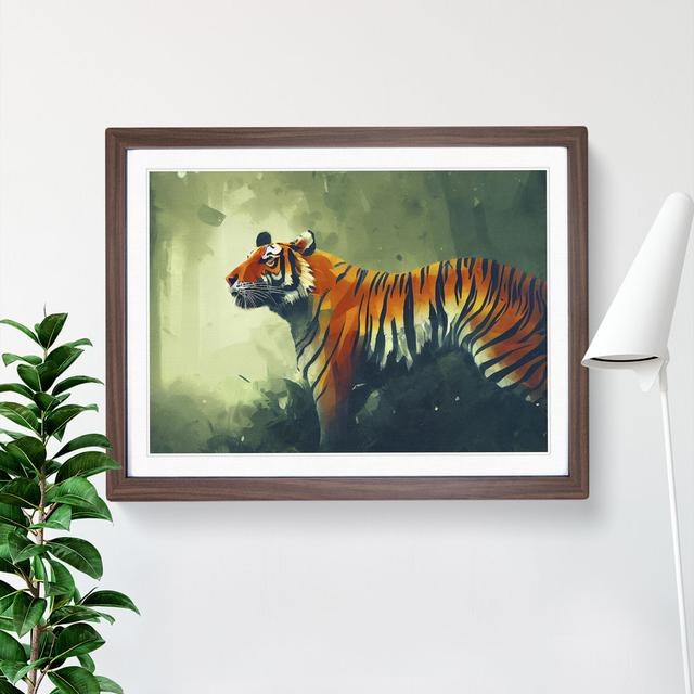 Tiger Art Painting Abstract - Single Picture Frame Print Latitude Vive Size: 46cm H x 64cm W x 2cm D, Frame Colour: Walnut Framed on Productcaster.