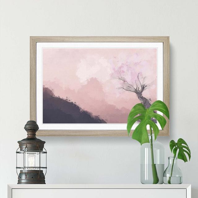 The Pink Cherry Blossom Tree in Abstract - Picture Frame Painting Print East Urban Home Size: 27cm H x 36cm W x 2cm D, Frame Option: Oak Framed on Productcaster.